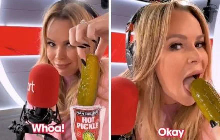 Amanda Holden makes a VERY cheeky comment while attempting the viral TikTok 'Pickle'