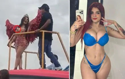 Model is pelted with EGGS at festival in Mexico after being escorted to her parade float via an armored truck and Navy personnel as security