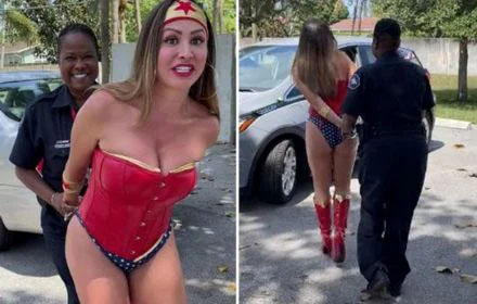 Playboy model gets arrestted after parading curves in skimpy Wonder Woman costume