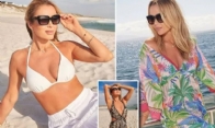 Amanda Holden, 53, stuns in skimpy white bikini on the beach