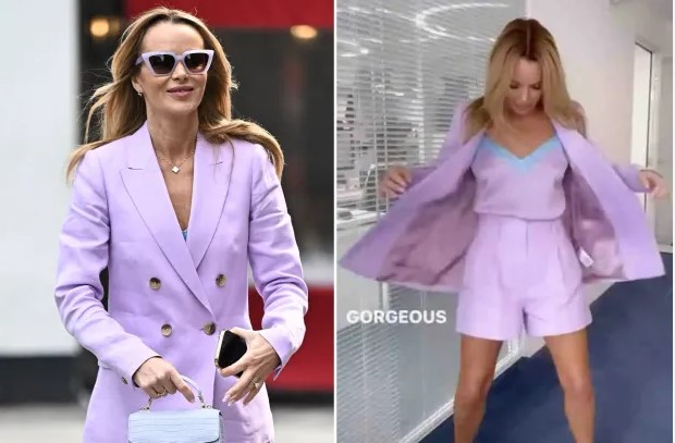 Amanda Holden flashes her tanned legs in minidress in London