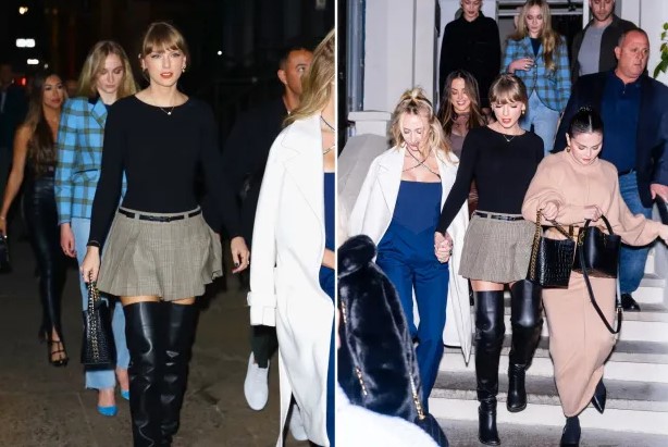 Taylor Swift Flaunts Thigh-High Leather Boots as She Chooses Girls ...